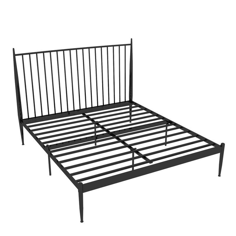 Modern Open-Frame Bed Iron Rectangular Standard Bed with Metal Legs