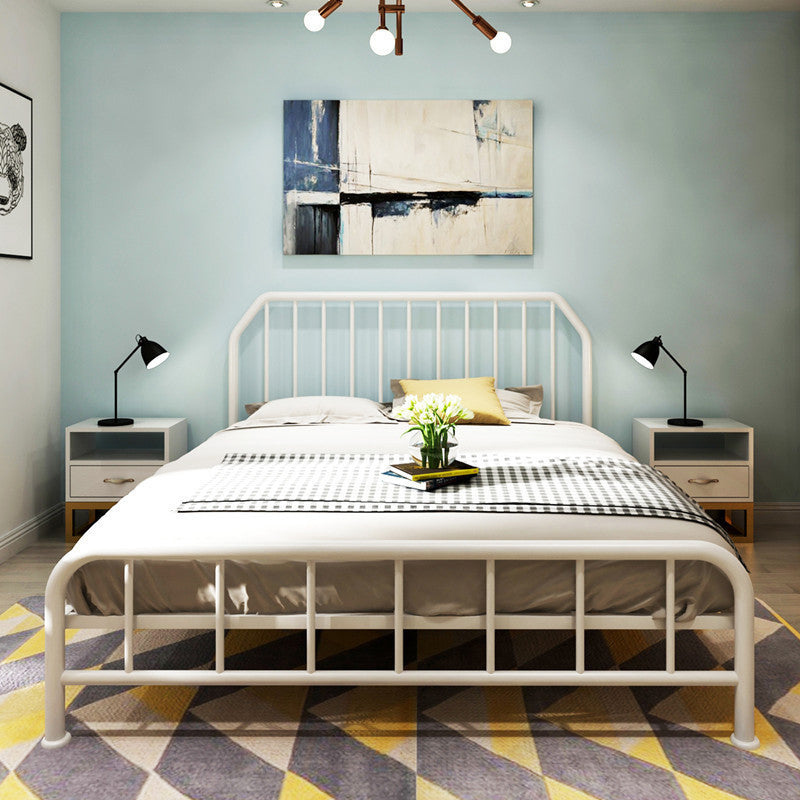 Iron Standard Bed Modern Wire-Grid Open-Frame Bed with Custom Gold Legs