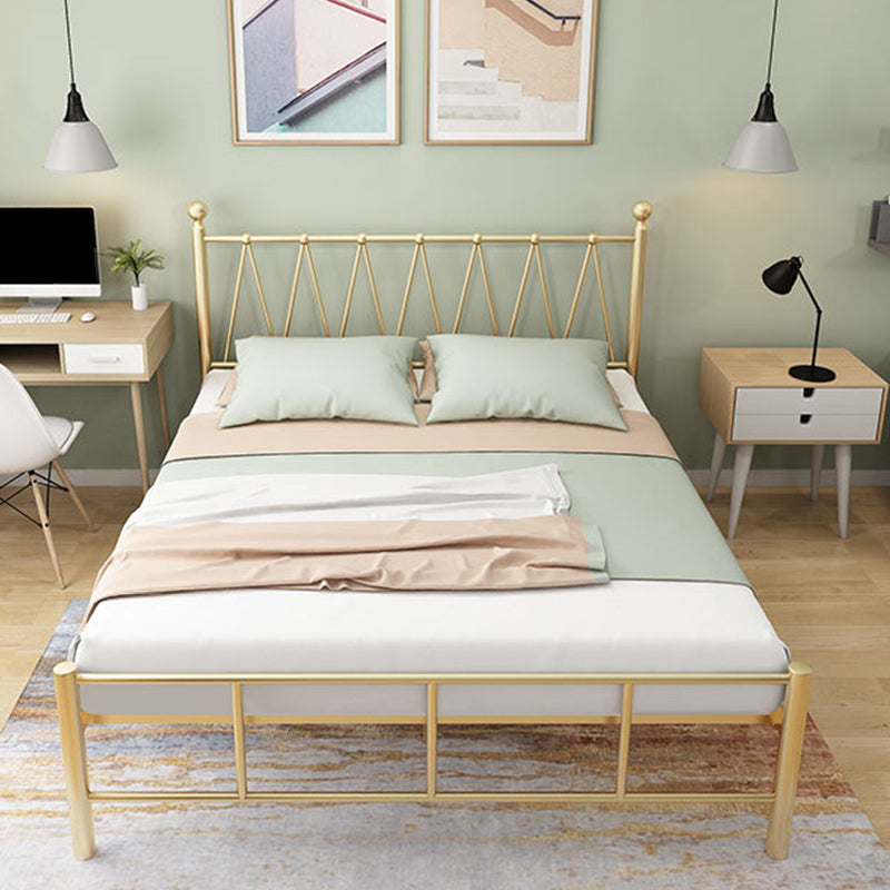 Contemporary Metal Open-Frame Bed Wire-Grid Standard Bed with Metal Legs