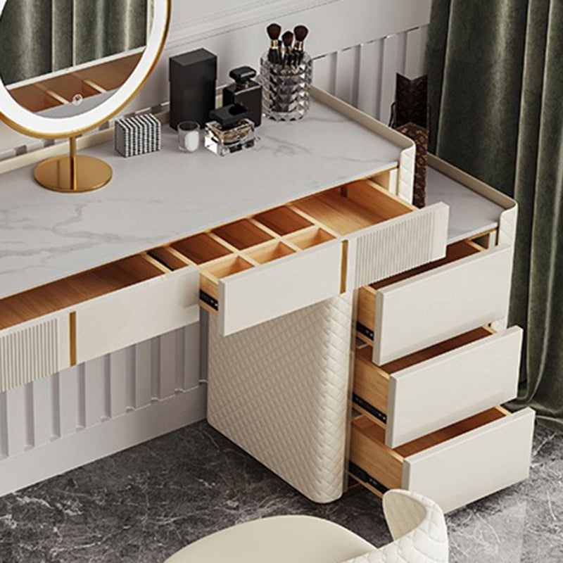 White Stone Makeup 14.96" Wide Counter Vanity Tables with 5 Storage Drawers