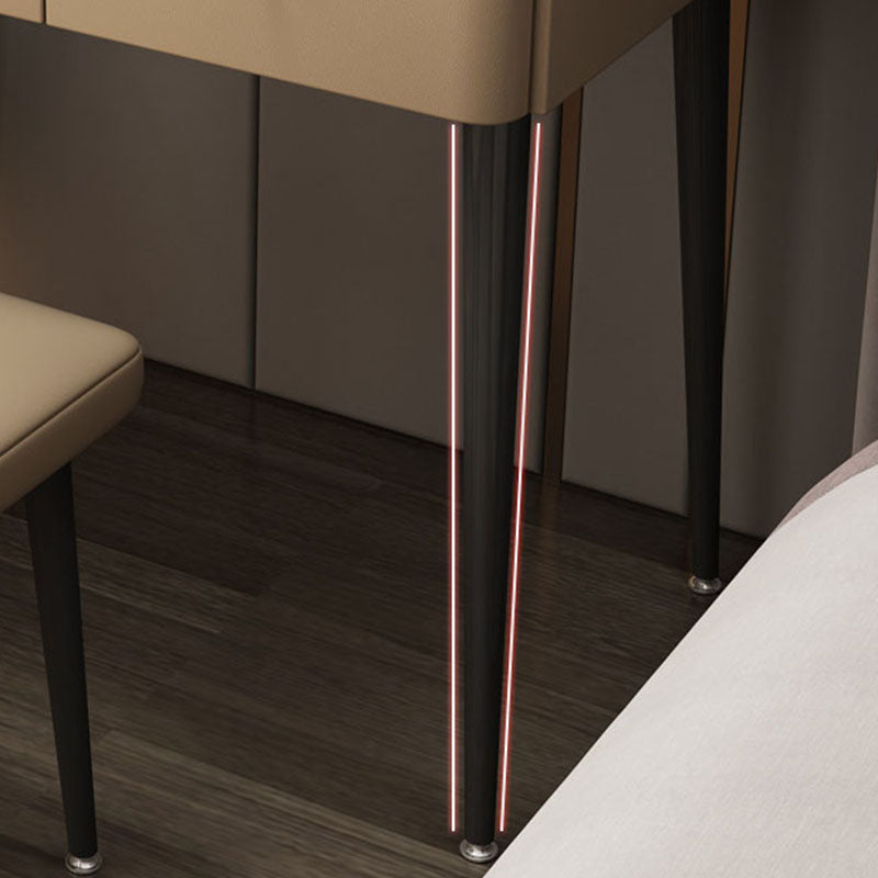 Brown Vanity with Padded Stool Bedroom Make-up Vanity 2-Piece Set