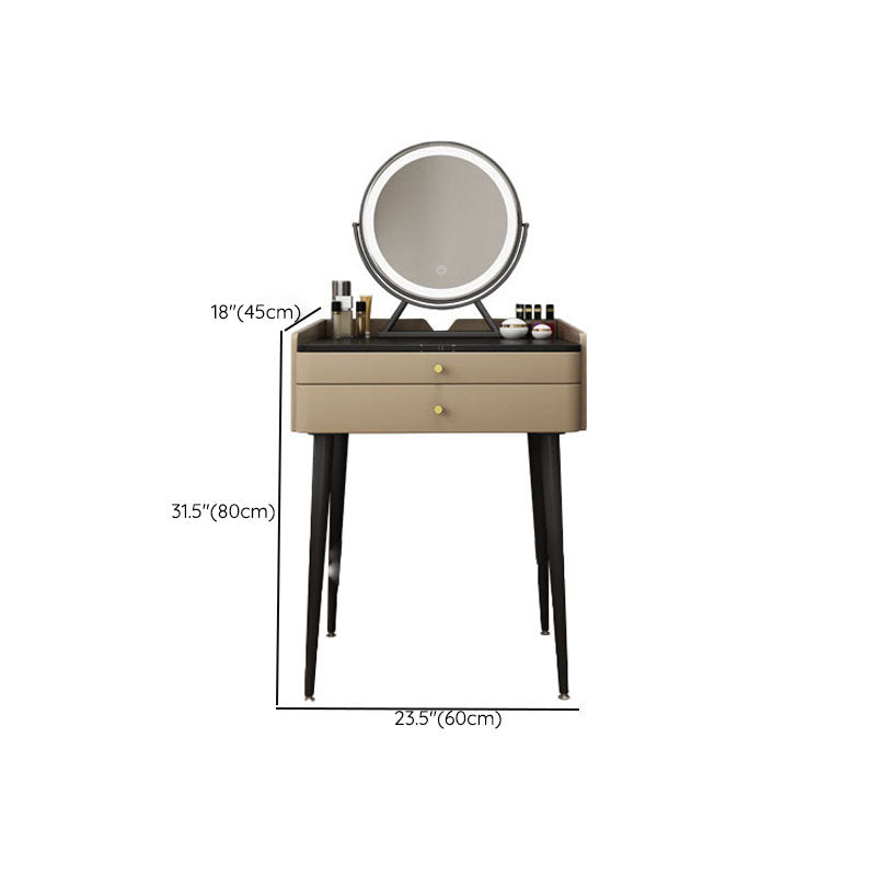 Brown Vanity with Padded Stool Bedroom Make-up Vanity 2-Piece Set