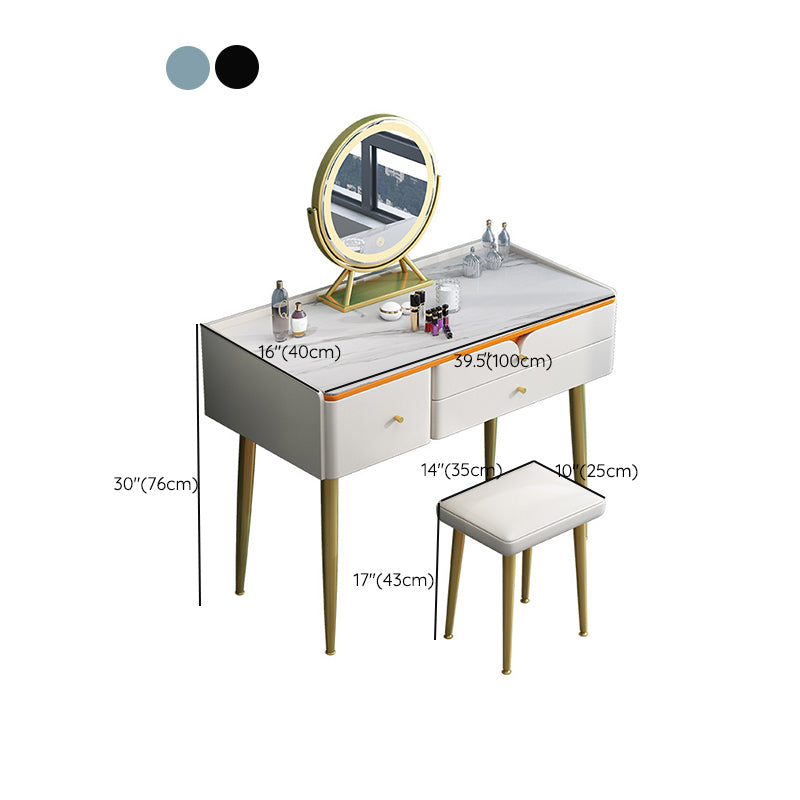 Luxurious White/Blue Vanity Bedroom Make-up Vanity 2-Piece Set