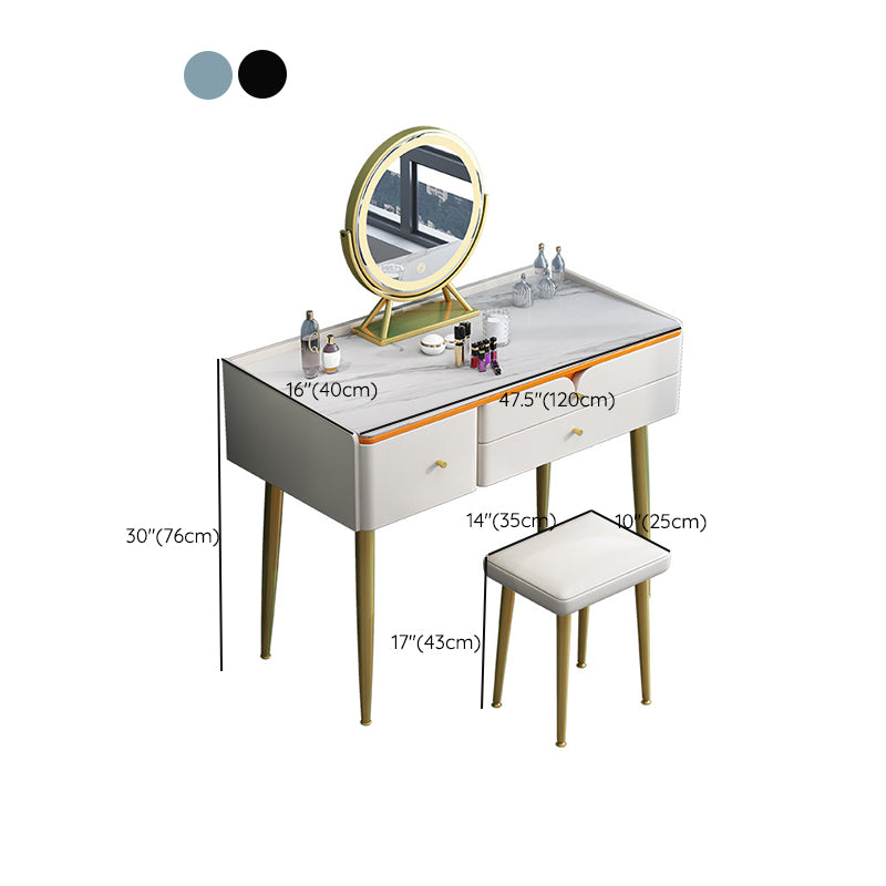 Luxurious White/Blue Vanity Bedroom Make-up Vanity 2-Piece Set