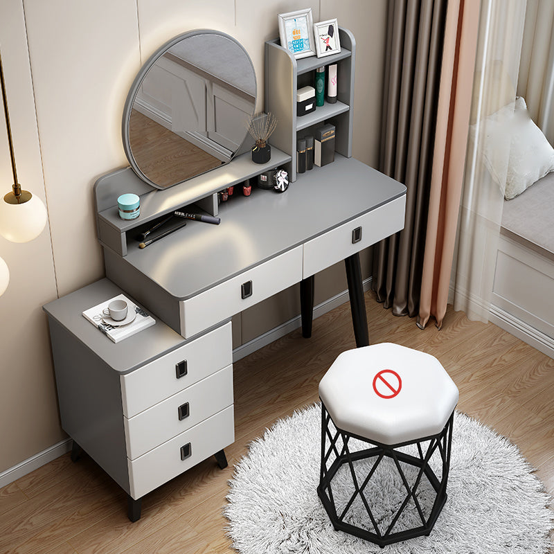 14.56" Wide Vanity Table with 5 Storage Drawer Makeup Table with Mirror