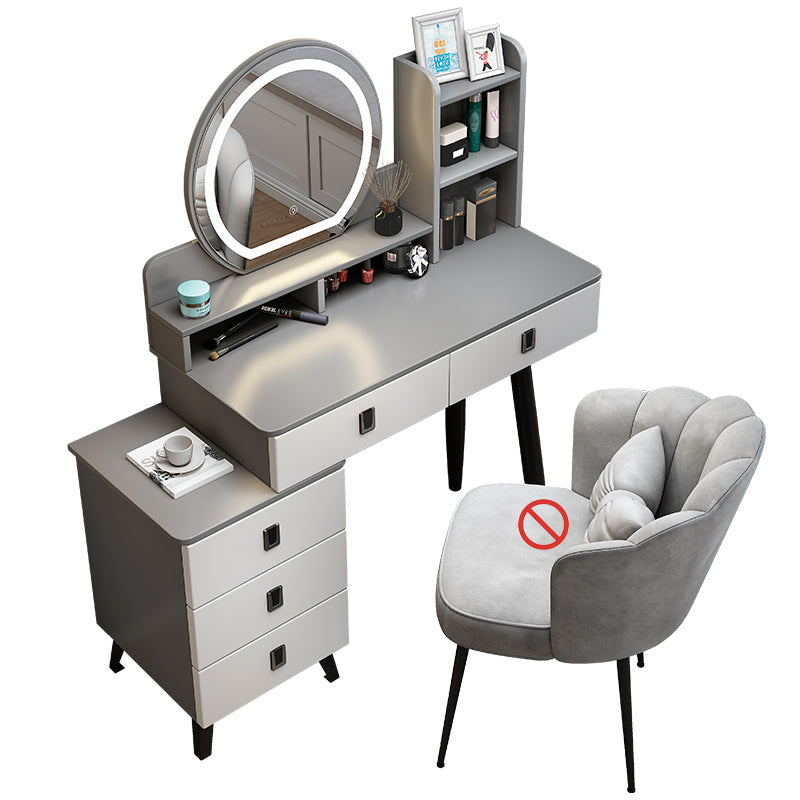 14.56" Wide Vanity Table with 5 Storage Drawer Makeup Table with Mirror