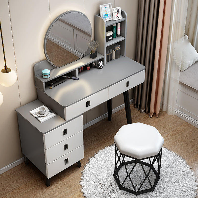 14.56" Wide Vanity Table with 5 Storage Drawer Makeup Table with Mirror