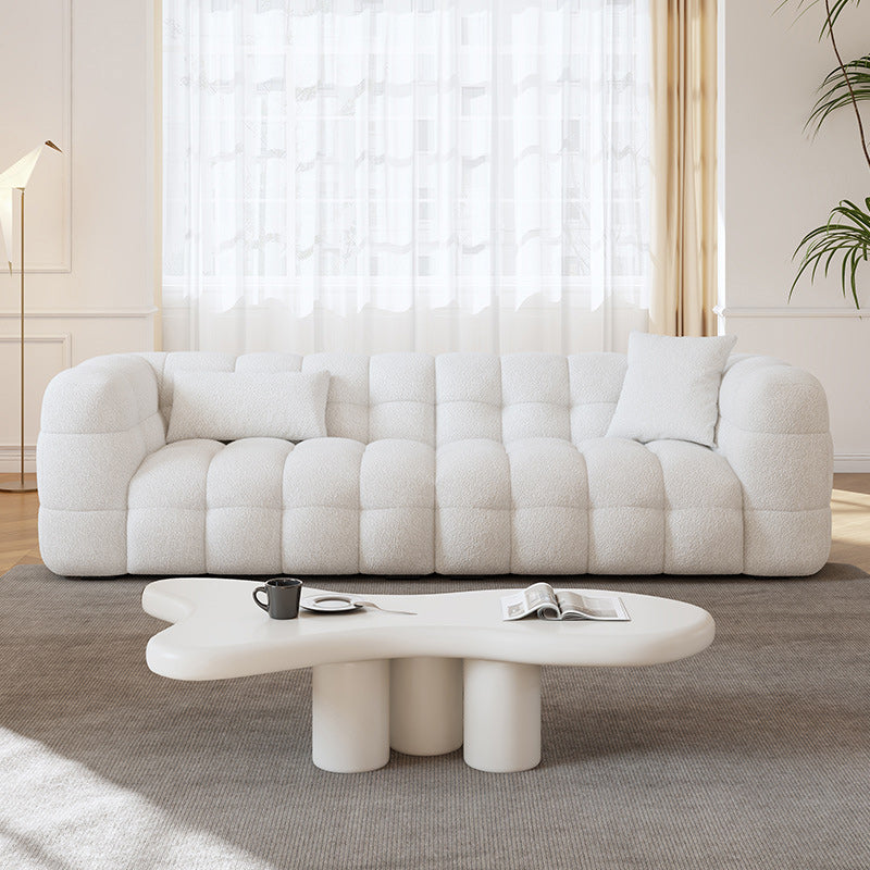 Biscuit Back Sofa Stain Resistant Modern Tuxedo Arm Sofa in White