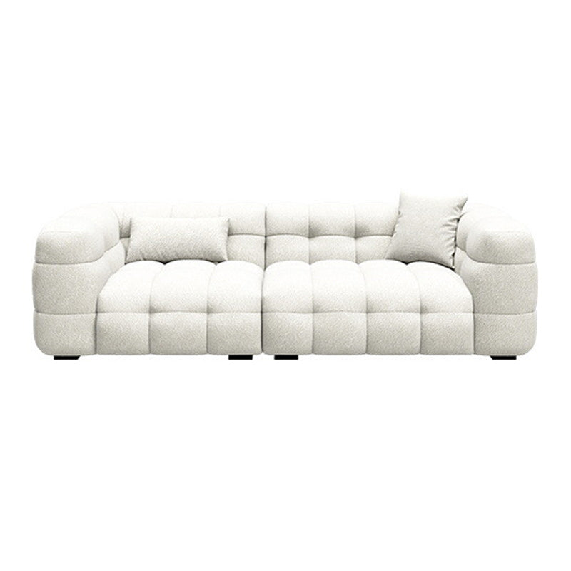 Biscuit Back Sofa Stain Resistant Modern Tuxedo Arm Sofa in White
