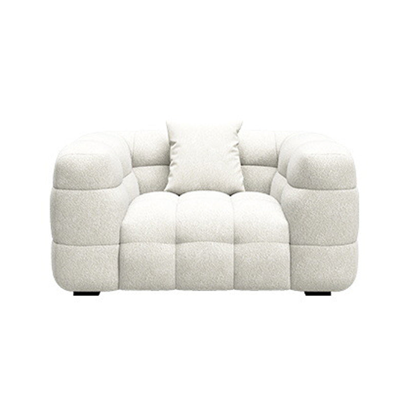 Biscuit Back Sofa Stain Resistant Modern Tuxedo Arm Sofa in White