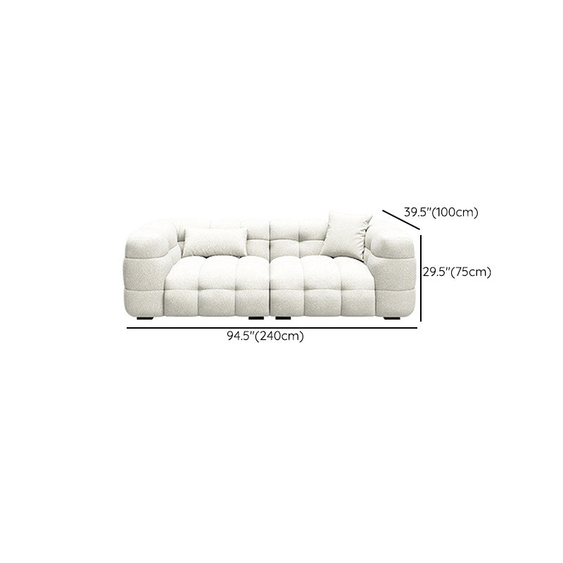 Biscuit Back Sofa Stain Resistant Modern Tuxedo Arm Sofa in White
