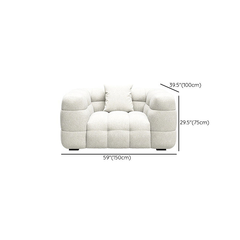 Biscuit Back Sofa Stain Resistant Modern Tuxedo Arm Sofa in White