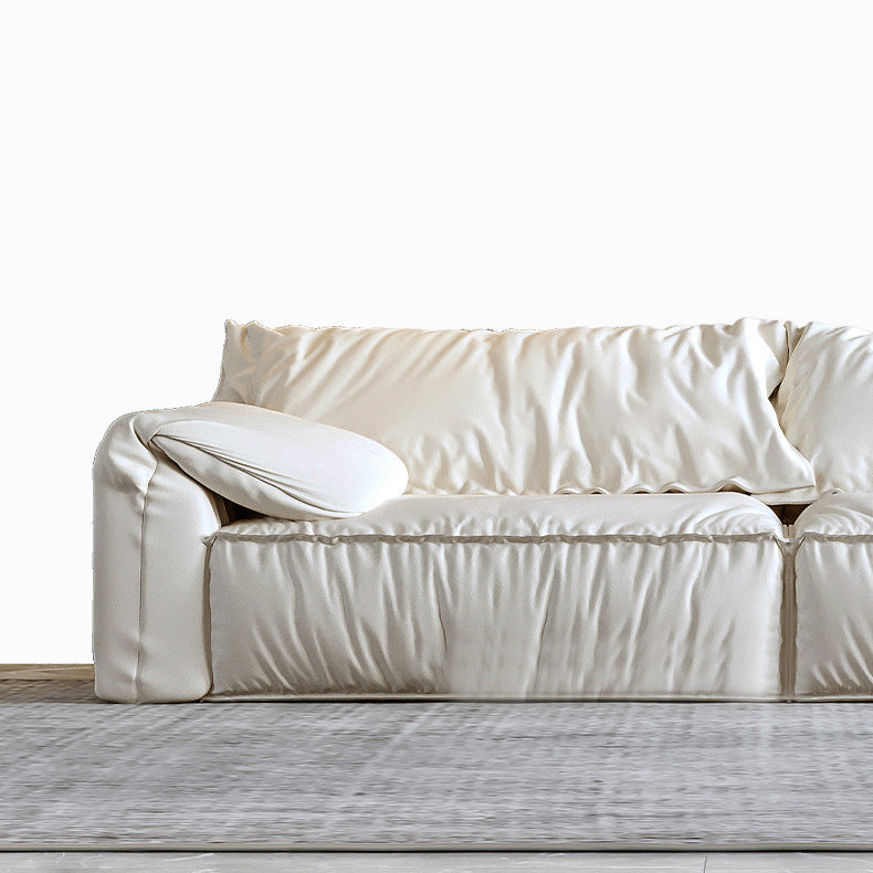Contemporary Leather Sofa Pillow Top Arm Sofa with Cushions Back