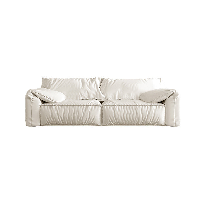 Contemporary Leather Sofa Pillow Top Arm Sofa with Cushions Back