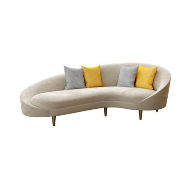 Contemporary 33.46" H Creamy- White Microfiber Curved Slope Arm Sofa