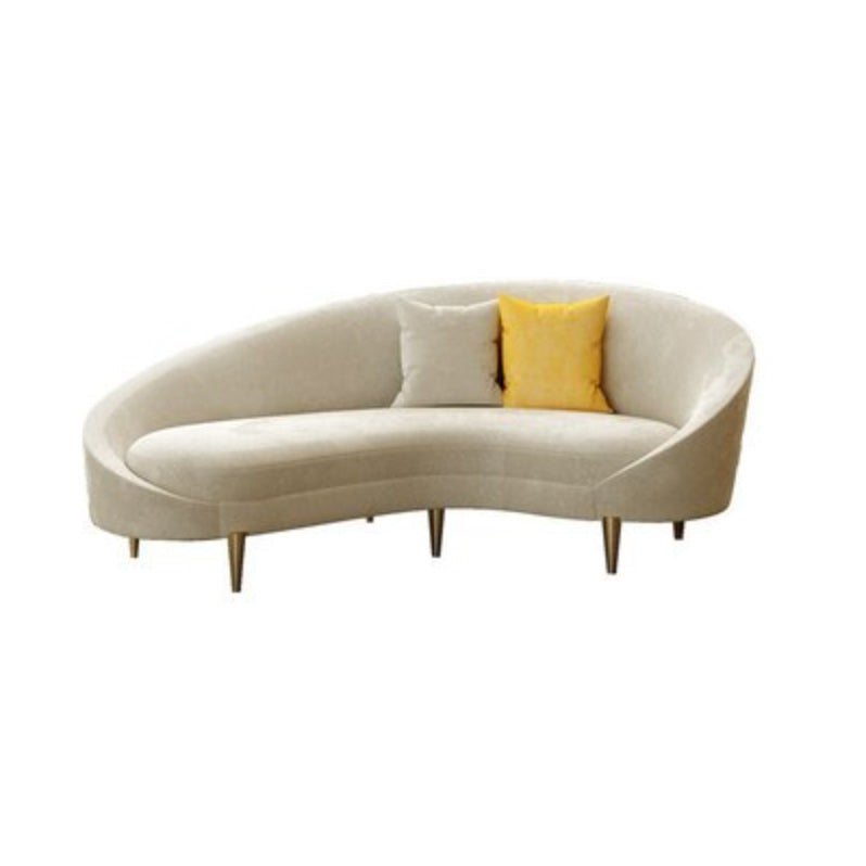 Contemporary 33.46" H Creamy- White Microfiber Curved Slope Arm Sofa