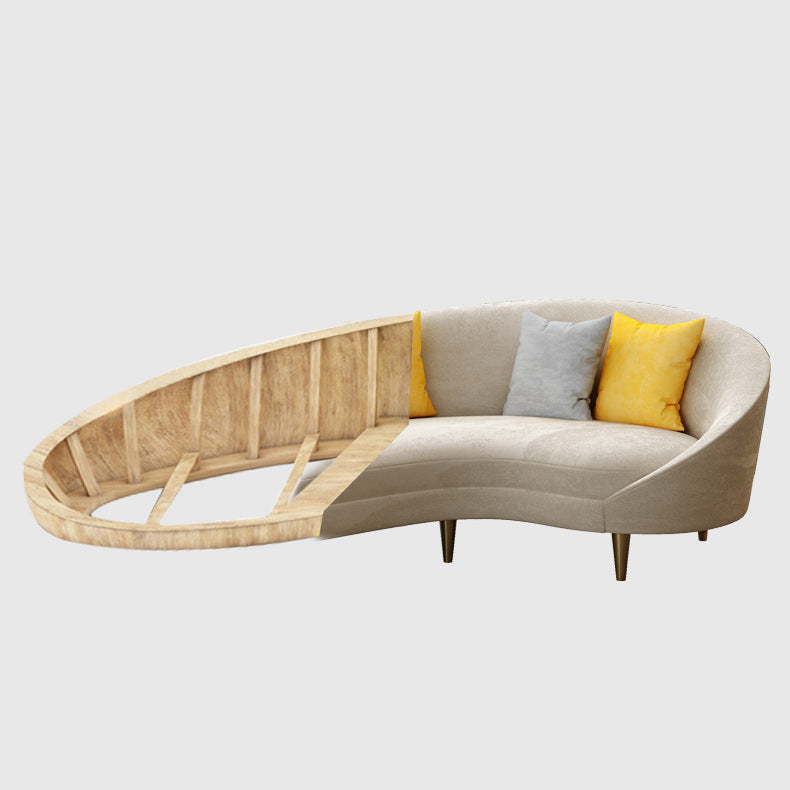 Contemporary 33.46" H Creamy- White Microfiber Curved Slope Arm Sofa