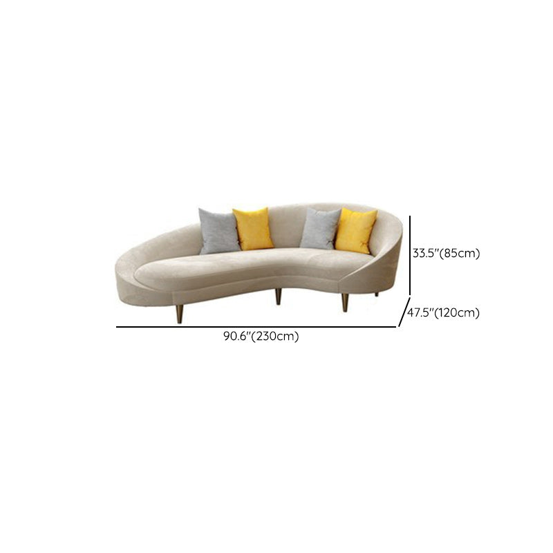 Contemporary 33.46" H Creamy- White Microfiber Curved Slope Arm Sofa