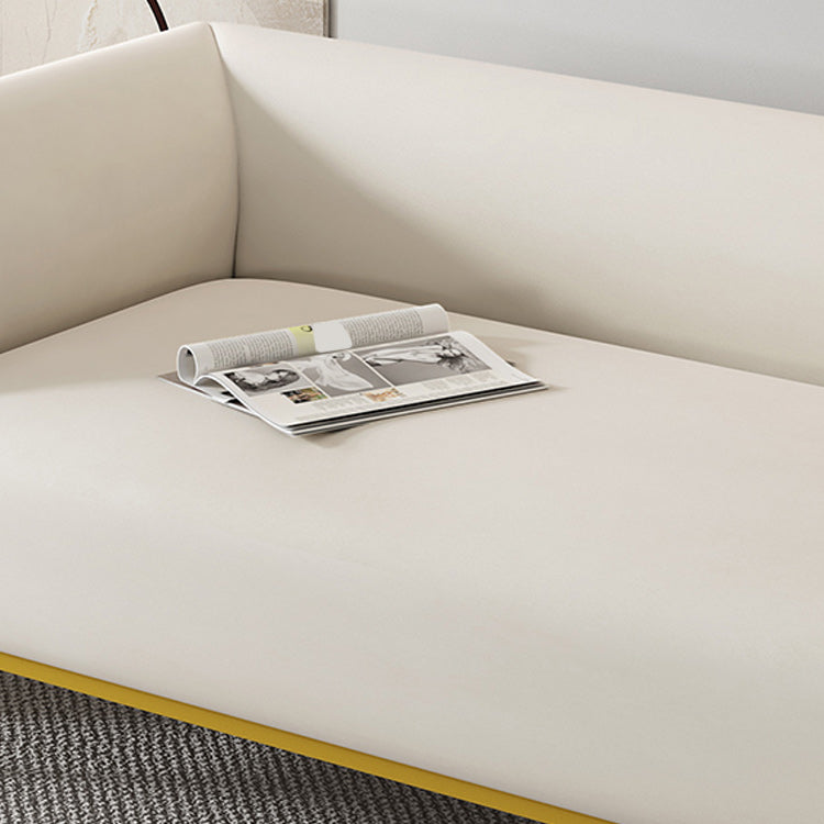 Modern 27.55" H Wood Frame Tuxedo Arm Sofa in White for Living Room