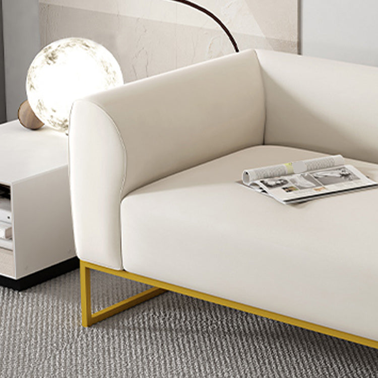 Modern 27.55" H Wood Frame Tuxedo Arm Sofa in White for Living Room
