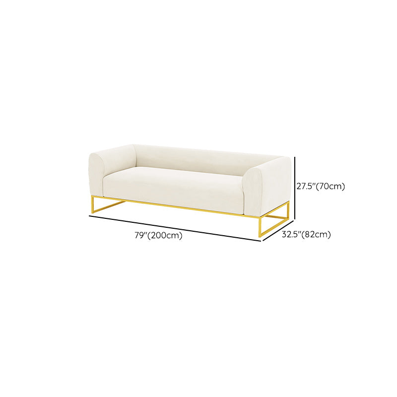 Modern 27.55" H Wood Frame Tuxedo Arm Sofa in White for Living Room