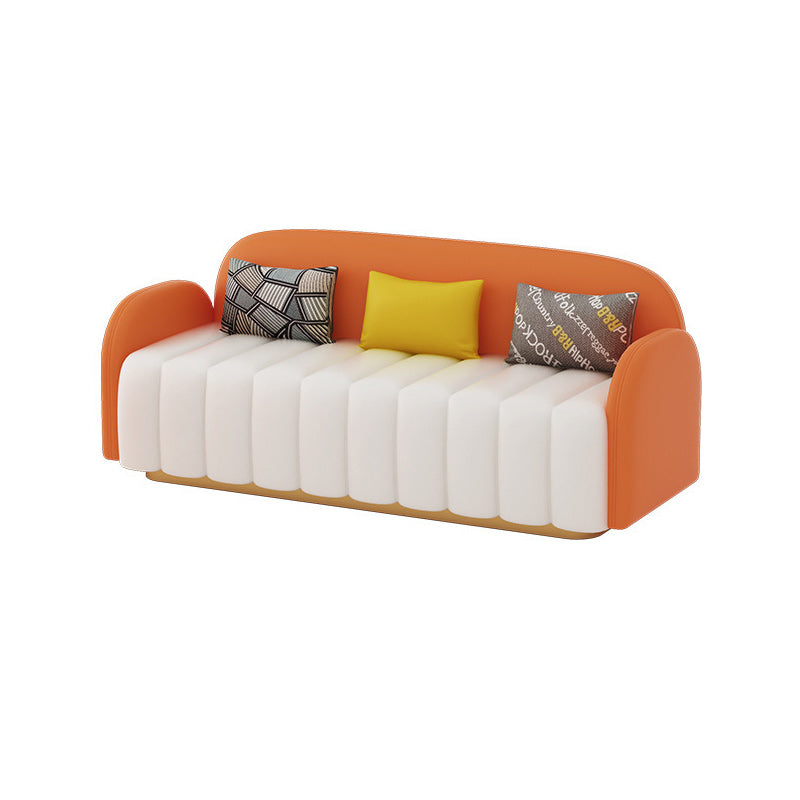 Contemporary Orange Sofa with Tight Back and Square Arm for Apartment