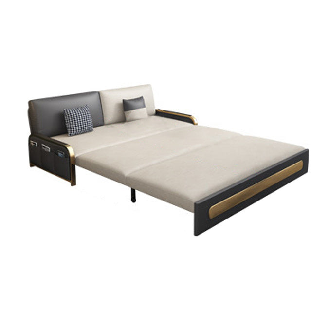 Contemporary 35.43" H Faux Leather Armless Sofa Bed For Apartment