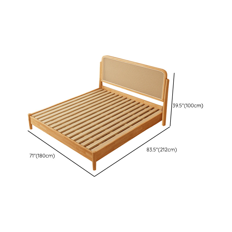 Rattan and Rubberwood Panel Bed Natural Tropical Standard Bed Rectangular