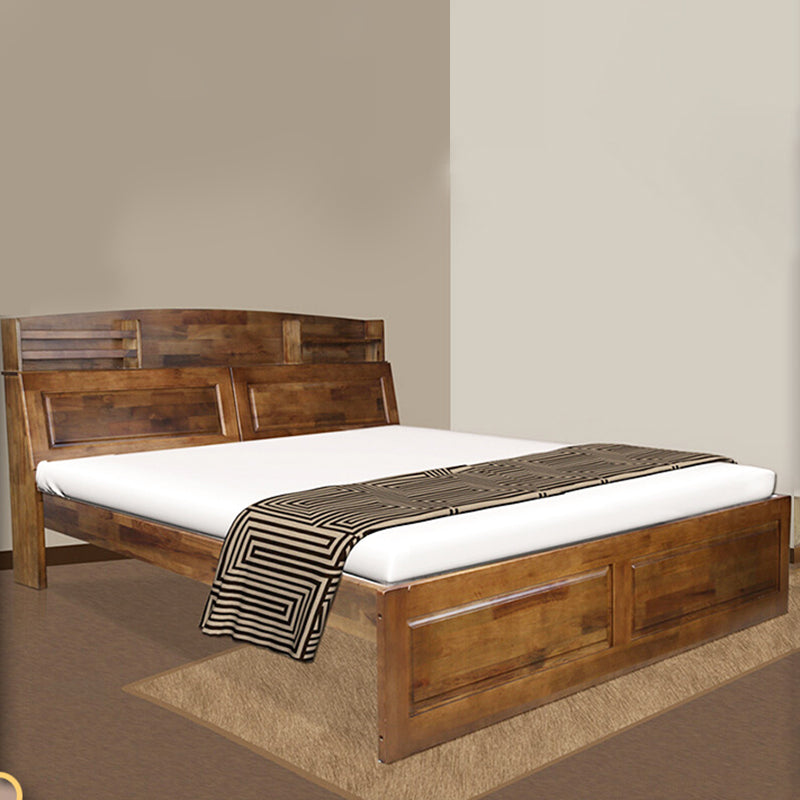 Traditional Solid Wood Standard Bed Beveled Headboard Shape Bed