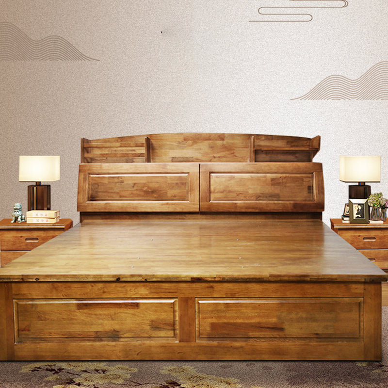 Traditional Solid Wood Standard Bed Beveled Headboard Shape Bed