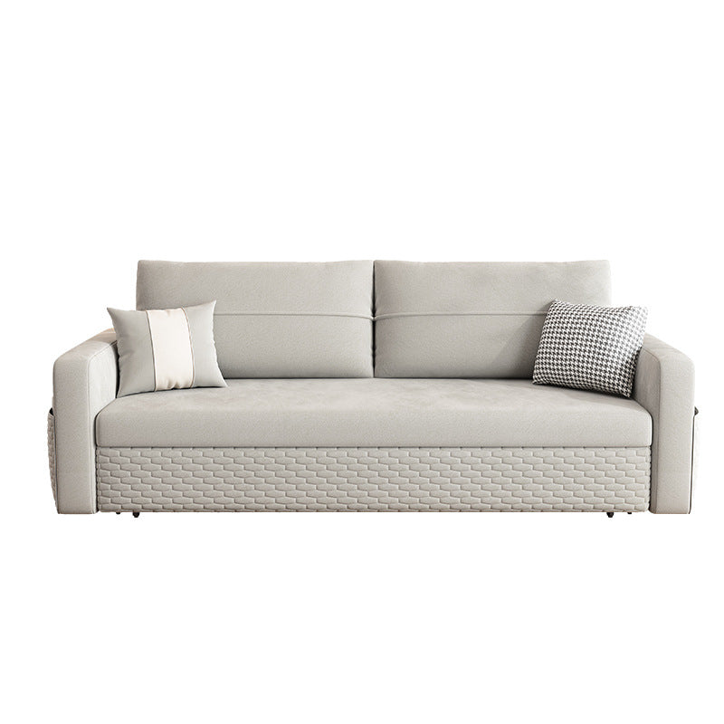 Metal Frame Sleeper Sofa Light Gray Square Arms Sofa Bed with Upholstered, 32.28" Wide