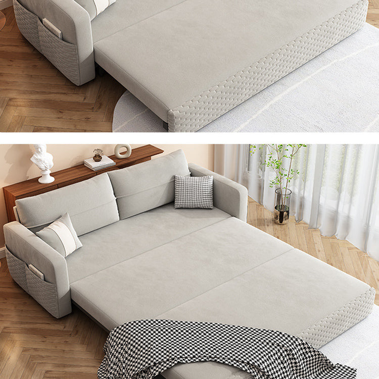 Metal Frame Sleeper Sofa Light Gray Square Arms Sofa Bed with Upholstered, 32.28" Wide