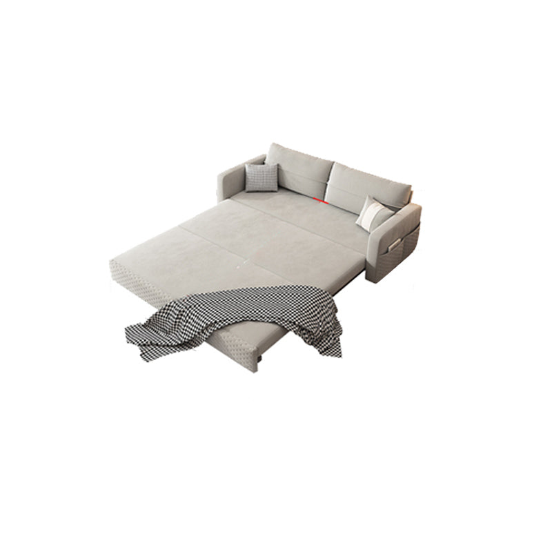 Metal Frame Sleeper Sofa Light Gray Square Arms Sofa Bed with Upholstered, 32.28" Wide