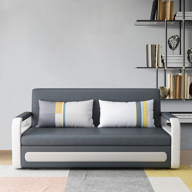 Deep Gray Faux leather Sofa Bed 33.46" Wide Square Arm Sleeper Sofa