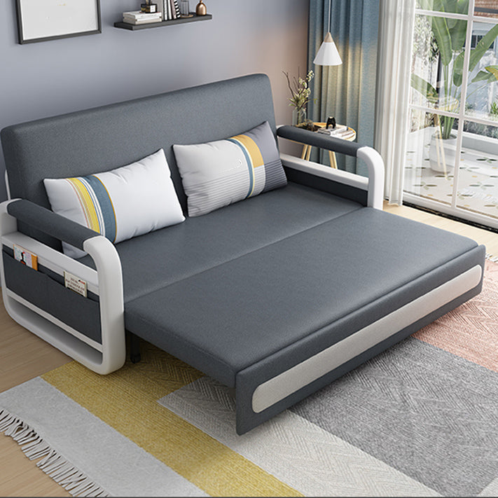 Deep Gray Faux leather Sofa Bed 33.46" Wide Square Arm Sleeper Sofa