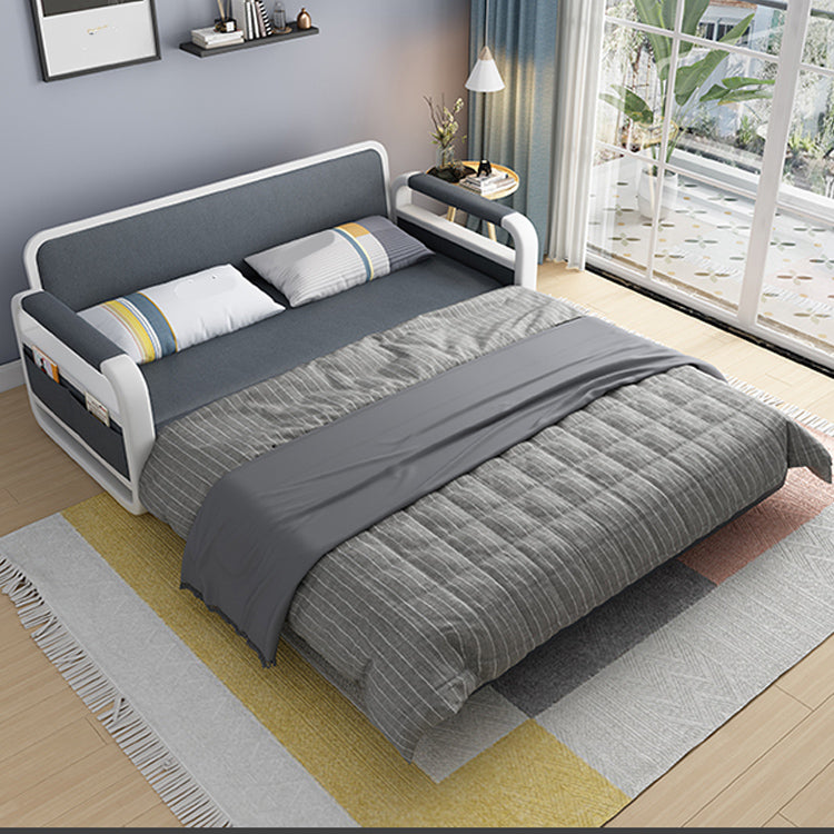 Deep Gray Faux leather Sofa Bed 33.46" Wide Square Arm Sleeper Sofa