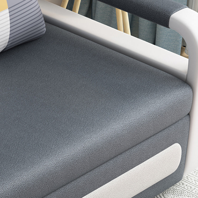 Deep Gray Faux leather Sofa Bed 33.46" Wide Square Arm Sleeper Sofa