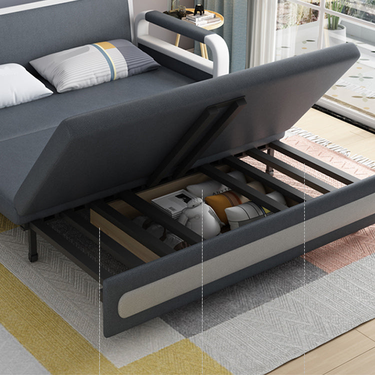 Deep Gray Faux leather Sofa Bed 33.46" Wide Square Arm Sleeper Sofa