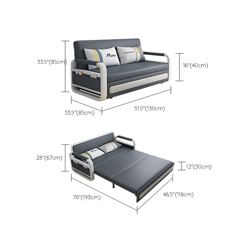 Deep Gray Faux leather Sofa Bed 33.46" Wide Square Arm Sleeper Sofa