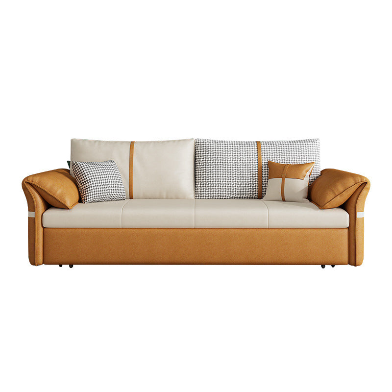 35.43" Wide Faux leather Sleeper Sofa White Sofa Bed with Detachable Mattress