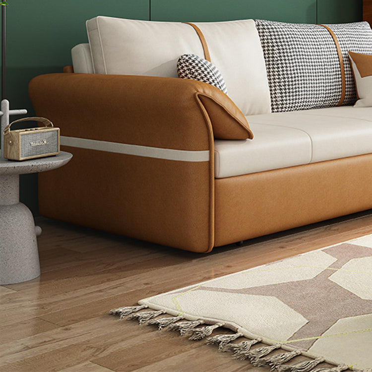 35.43" Wide Faux leather Sleeper Sofa White Sofa Bed with Detachable Mattress