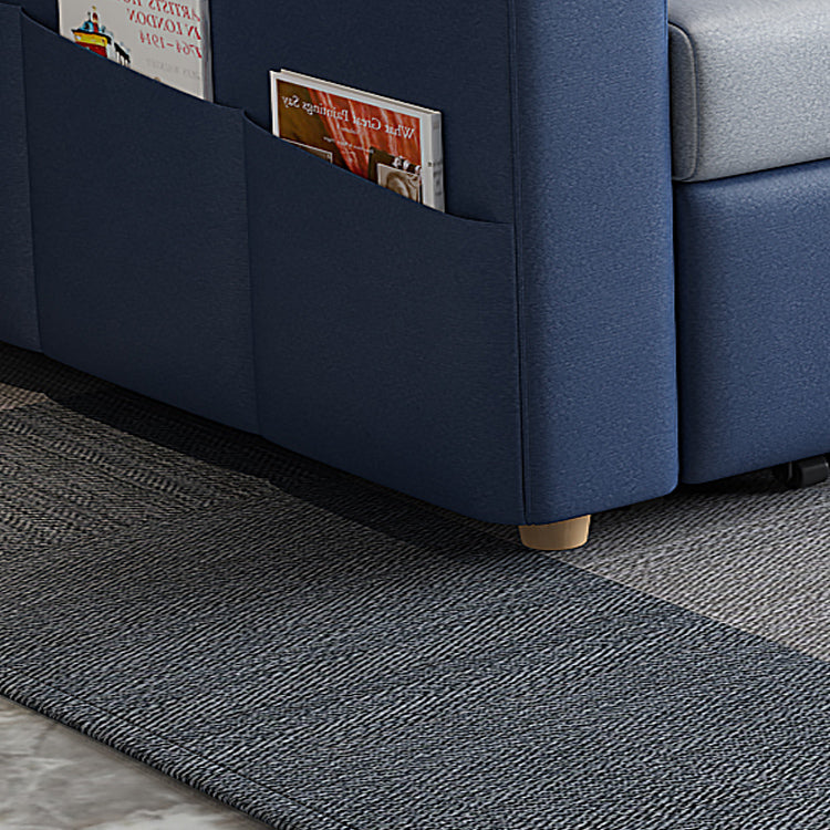 Faux leather Sofa Bed Square Arm Sleeper Sofa, 32.28" Wide in Blu