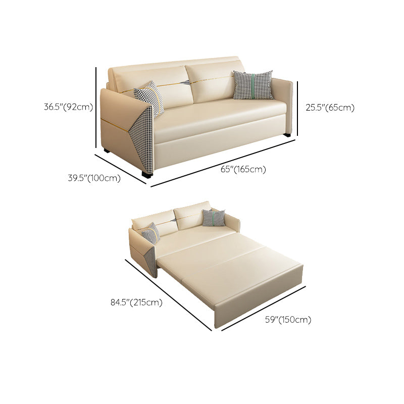 39.37" Wide Faux leather Sleeper Sofa White Pillow Included Sofa Bed