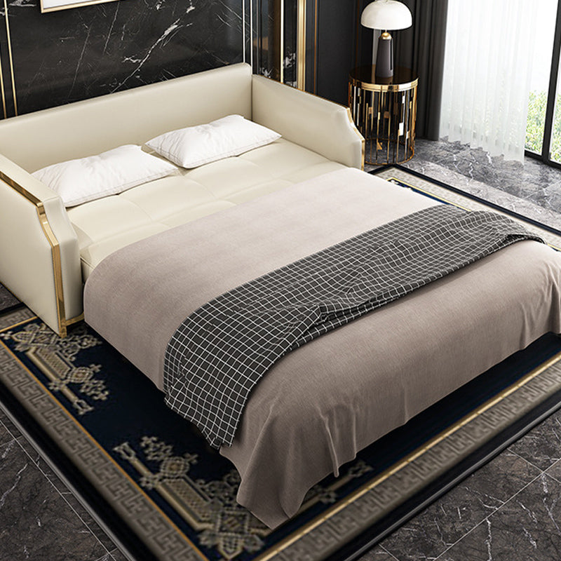 Faux leather Sleeper Sofa White Sofa Bed with Pillow Back, 37.40" Wide