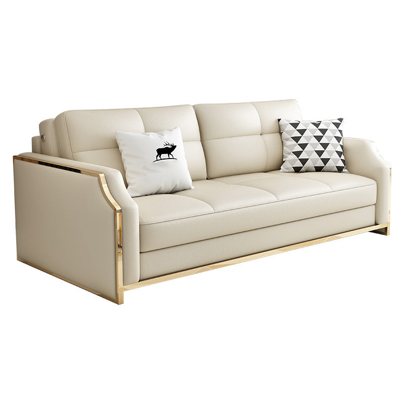 Faux leather Sleeper Sofa White Sofa Bed with Pillow Back, 37.40" Wide