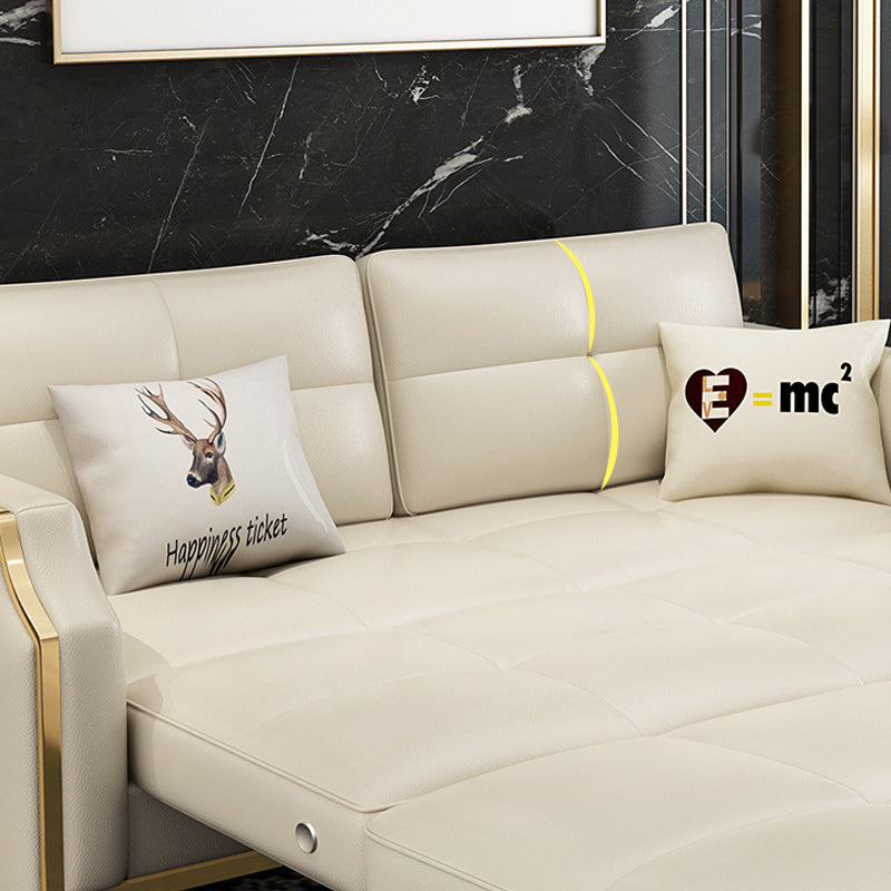 Faux leather Sleeper Sofa White Sofa Bed with Pillow Back, 37.40" Wide