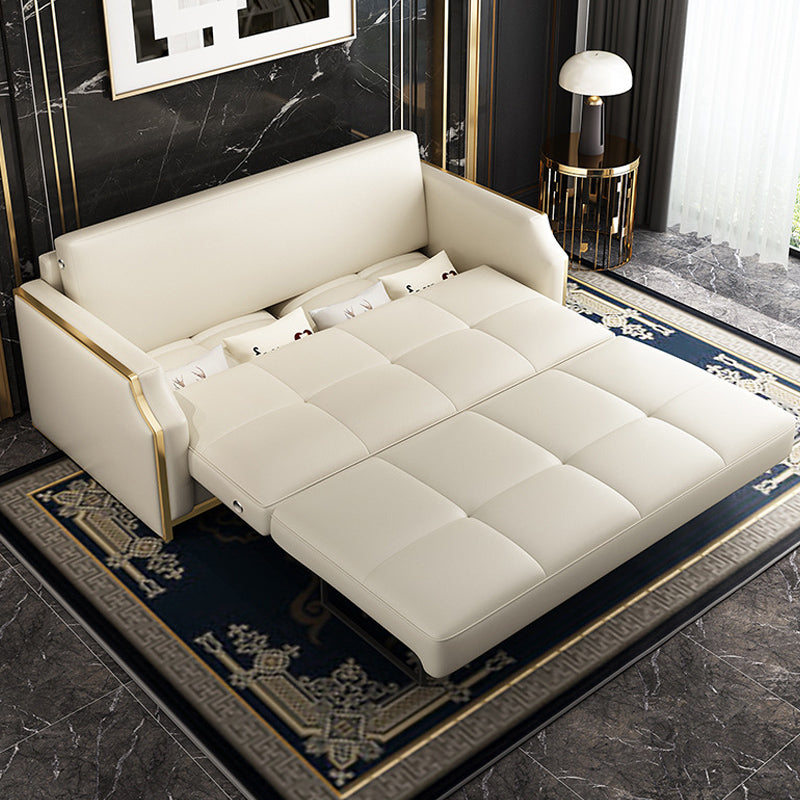 Faux leather Sleeper Sofa White Sofa Bed with Pillow Back, 37.40" Wide