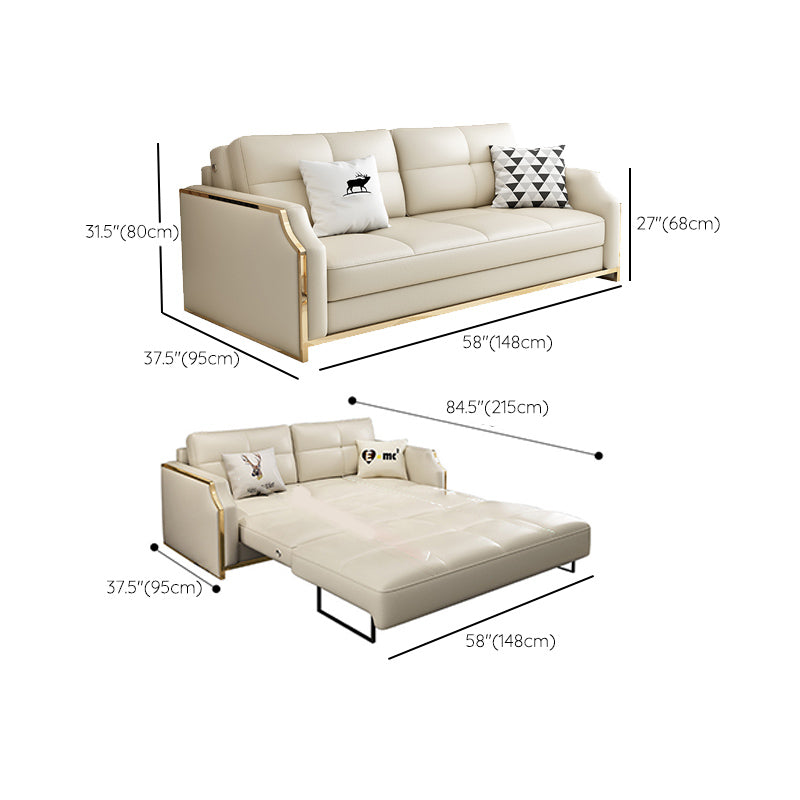 Faux leather Sleeper Sofa White Sofa Bed with Pillow Back, 37.40" Wide