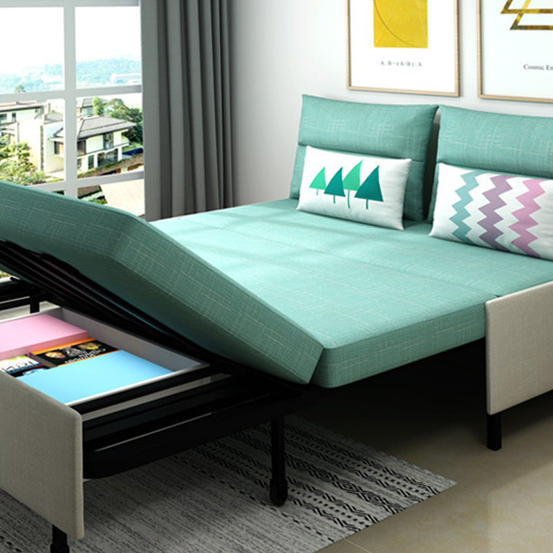 31.88" Wide Linen Sleeper Sofa Green Sofa Bed with Pillow Back
