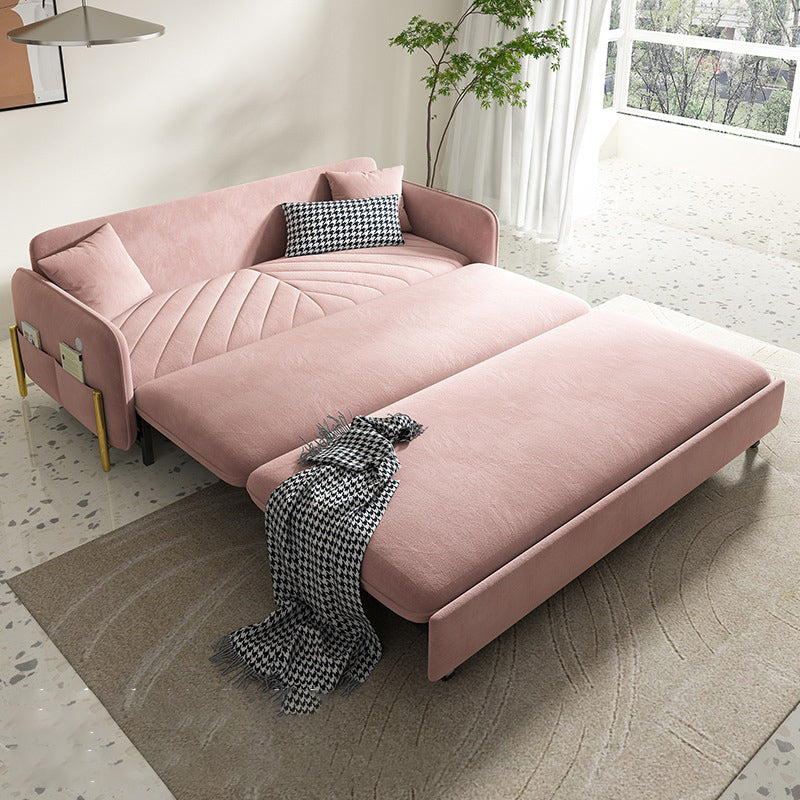 31.49" Wide Pink Sleeper Sofa Velvet Sofa Bed with Detachable Mattress